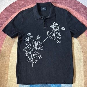 Abercrombie & Fitch Black Sweater Polo Shirt